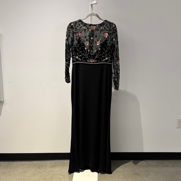 Mac Duggal Black and Pink Floral Maxi Dress - Picture 4 of 9